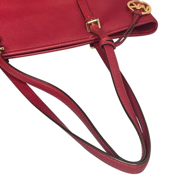 Michael Kors Red Jet Set Large Zip Tote -  Saffiano Leather w/ Dustbag - Picture 10 of 13